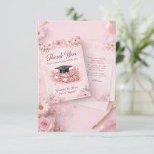 Elegante Roze Bloemige Afstudeerfeest bedankautoot