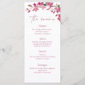 Elegante Roze Bloemige Aquarel Bruiloft Menu (Voorkant)