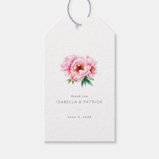 Elegante Roze Bloemige Aquarel Cadeaulabel (Voorkant)