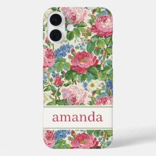Elegante Roze Bloemige Aquarel Personalized iPhone 16 Plus Hoesje