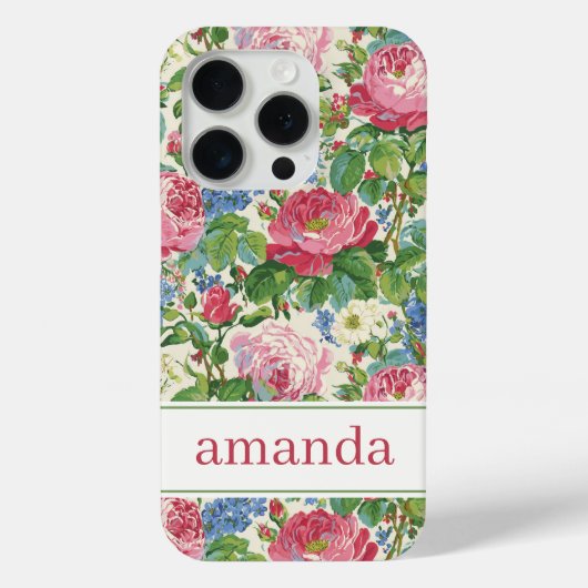 Elegante Roze Bloemige Aquarel Personalized Case-Mate iPhone Case (Achterkant)