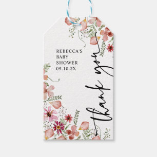 Elegante Roze Bloemige Baby Shower Bedankje Gift T Cadeaulabel