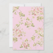 Elegante roze bloemige babyshower uitnodiging (Achterkant)