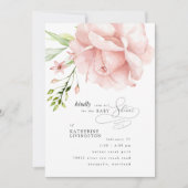 Elegante roze bloemige babyshower uitnodiging (Voorkant)