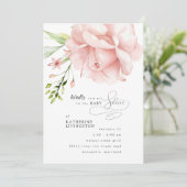 Elegante roze bloemige babyshower uitnodiging (Staand voorkant)
