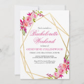 Elegante Roze Bloemige Bachelorette-weekend Itiner Kaart (Voorkant)