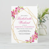 Elegante Roze Bloemige Bachelorette-weekend Itiner Kaart (Staand voorkant)