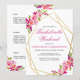 Elegante Roze Bloemige Bachelorette Weekend Itiner Kaart