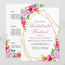 Elegante Roze Bloemige Bachelorette-weekend Itiner Kaart