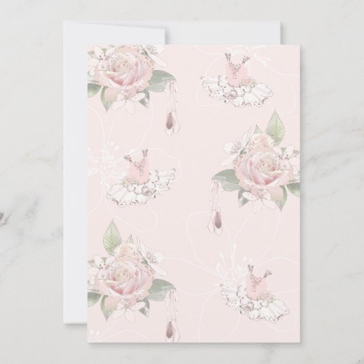 Elegante roze bloemige ballerina bruin haar verjaa kaart (Achterkant)