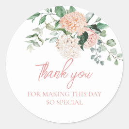 Elegante Roze Bloemige Bedankt Ronde Sticker