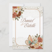 Elegante Roze Bloemige Bewaar de Datum Kaart (Achterkant)