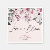 Elegante Roze Bloemige Botanische Bruidsbruiloft Servet (Voorkant)