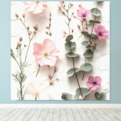 Elegante Roze Bloemige Botanische Canvas Kunst (Insitu (Houten vloer))