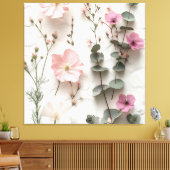 Elegante Roze Bloemige Botanische Canvas Kunst (Insitu (Woonkamer))