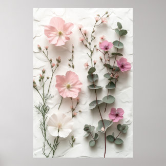 Elegante Roze Bloemige Botanische Posterprint Poster