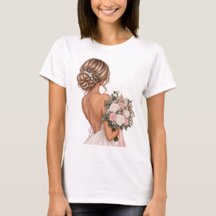 Elegante Roze Bloemige Bruid – Trouwen T-shirt