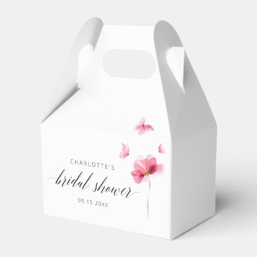 Elegante Roze Bloemige Bruidsdouche Bedankdoosjes (Voorkant Zijde)