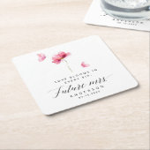 Elegante Roze Bloemige Bruidsdouche Kartonnen Onderzetters (Schuin)