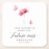 Elegante Roze Bloemige Bruidsdouche Kartonnen Onderzetters (Voorkant)