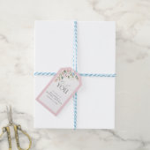 Elegante roze bloemige bruidsdouche persoonlijk cadeaulabel (Met Touw)