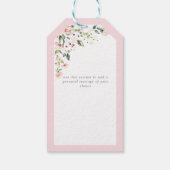 Elegante roze bloemige bruidsdouche persoonlijk cadeaulabel (Achterkant)