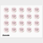 Elegante Roze Bloemige Bruidsfeest Dank Je Ronde Sticker (Vel)
