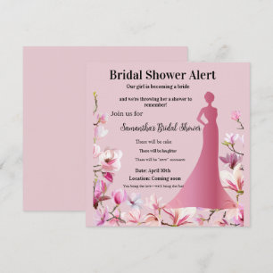 Elegante Roze Bloemige Bruidsfeest Uitnodiging – M