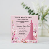 Elegante Roze Bloemige Bruidsfeest Uitnodiging – M (Staand voorkant)
