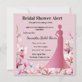 Elegante Roze Bloemige Bruidsfeest Uitnodiging – M (Voorkant)