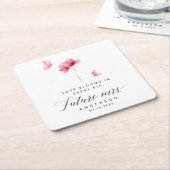 Elegante Roze Bloemige Bruidsmeisjesborrel Kartonnen Onderzetters (Schuin)