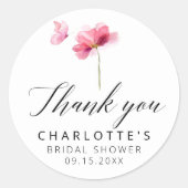 Elegante Roze Bloemige Bruidsmeisjesborrel Ronde Sticker (Voorkant)