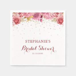 Elegante Roze Bloemige Bruidsuitnodiging Servet