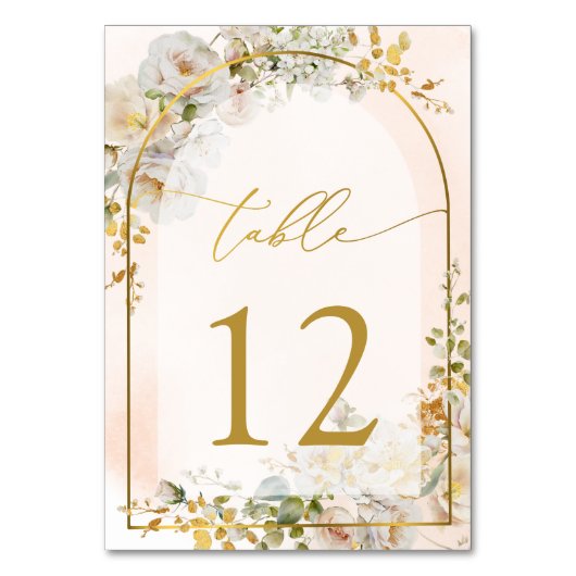 Elegante Roze Bloemige Bruiloft Bruids Tafel Numme Kaart (Achterkant)