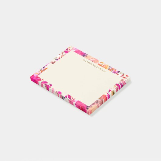 Elegante Roze Bloemige Bruiloft Favor Post-it® Notes (Schuin)