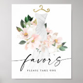 Elegante Roze Bloemige Bruiloft Feest Favorieten B Poster (Voorkant)