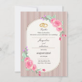 Elegante Roze Bloemige Bruiloft Kaart (Voorkant)