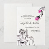 Elegante Roze Bloemige Bruiloft Kaart (Voorkant / Achterkant)