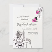 Elegante Roze Bloemige Bruiloft Kaart (Voorkant)