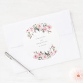 Elegante Roze Bloemige Bruiloft Ronde Sticker (Envelop)