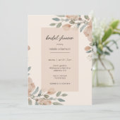 Elegante Roze Bloemige Bruiloftsborrel  Kaart (Staand voorkant)