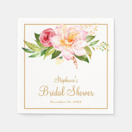 Elegante Roze Bloemige Bruiloftsborrel Servet
