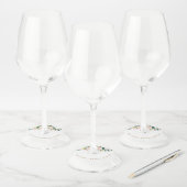 Elegante Roze Bloemige Bruiloftsborrel Wijnglaslabel (Set)
