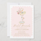 Elegante Roze Bloemige Bruiloftsbrunch Kaart (Voorkant)