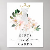 Elegante Roze Bloemige Bruiloftscadeaus en Kaarten Poster (Voorkant)