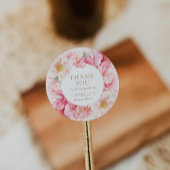 Elegante Roze Bloemige Bruiloftsdank je Ronde Sticker