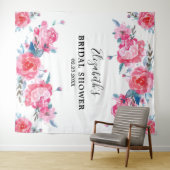 Elegante Roze Bloemige Bruiloftsfotobehang Wandkleed (In Situ (horizontaal))