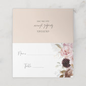 Elegante Roze Bloemige Bruiloftszitplaatsen Plaatskaartje (Buitenkant ongevouwen)