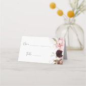 Elegante Roze Bloemige Bruiloftszitplaatsen Plaatskaartje (Voorkant)