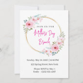 Elegante Roze Bloemige Brunch Uitnodiging voor Moe (Voorkant)
